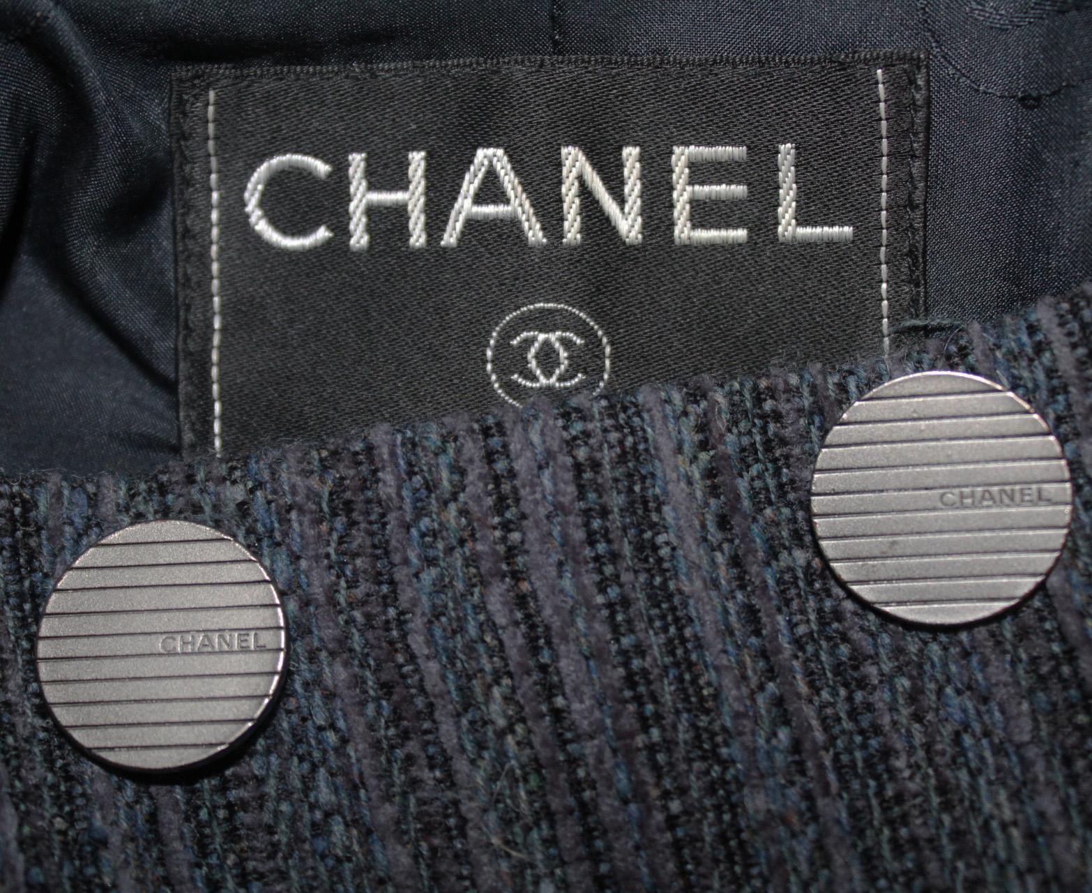 Women's Chanel Vintage 1999 Fall Cropped Blue/Grey Jacket 40 For Sale