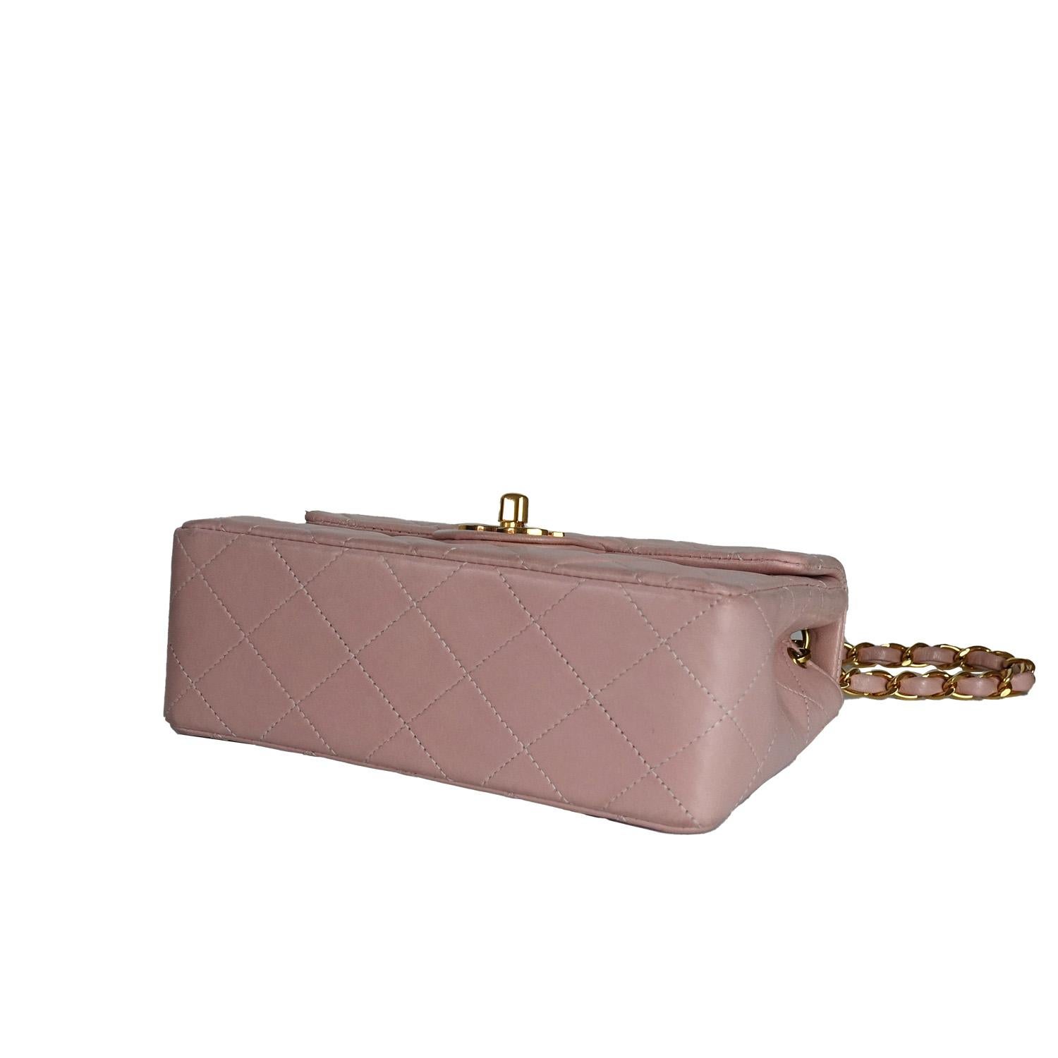 Women's or Men's Chanel Vintage 1999 Pink Mini Square Classic Flap Bag For Sale