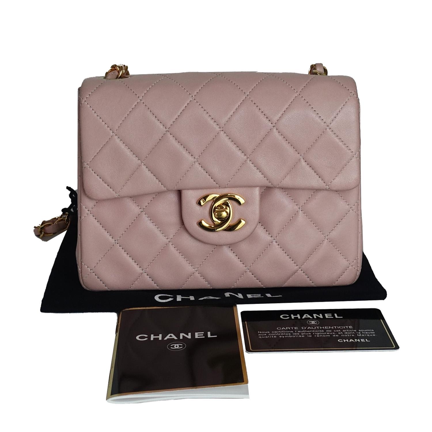 Chanel Vintage 1999 Pink Mini Square Classic Flap Bag For Sale 1