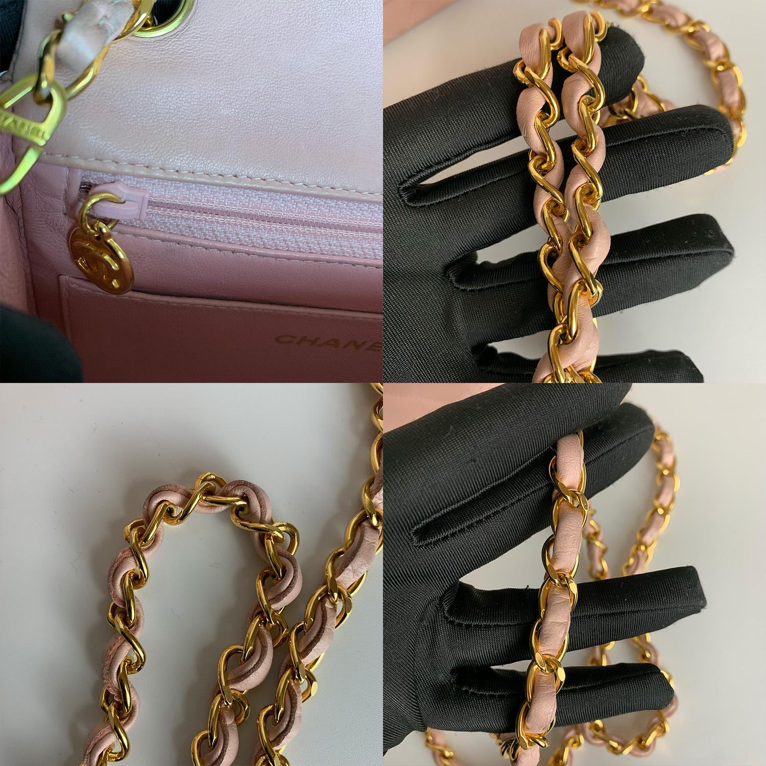 Chanel Vintage 1999 Pink Mini Square Classic Flap Bag For Sale 2