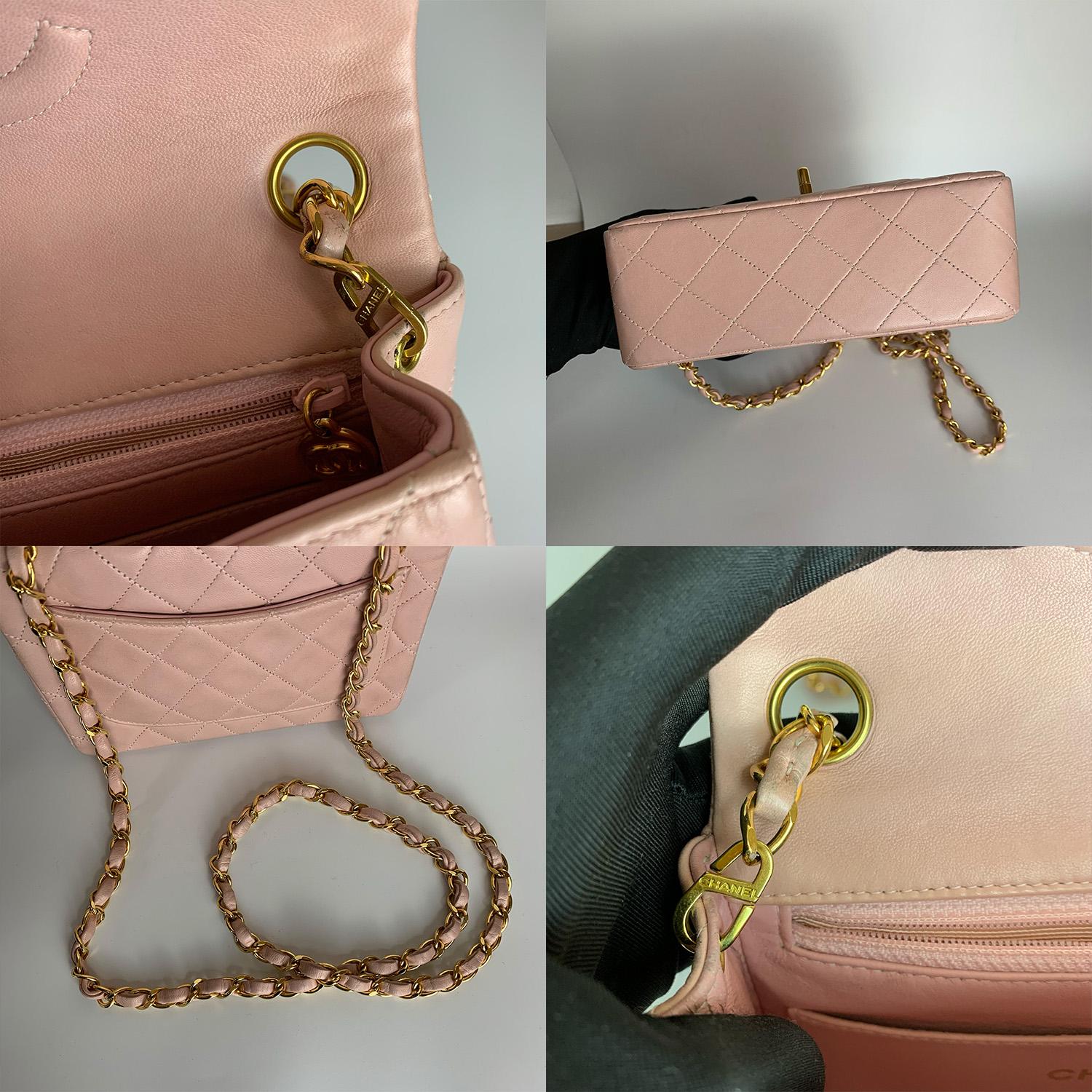 Chanel Vintage 1999 Pink Mini Square Classic Flap Bag For Sale 3