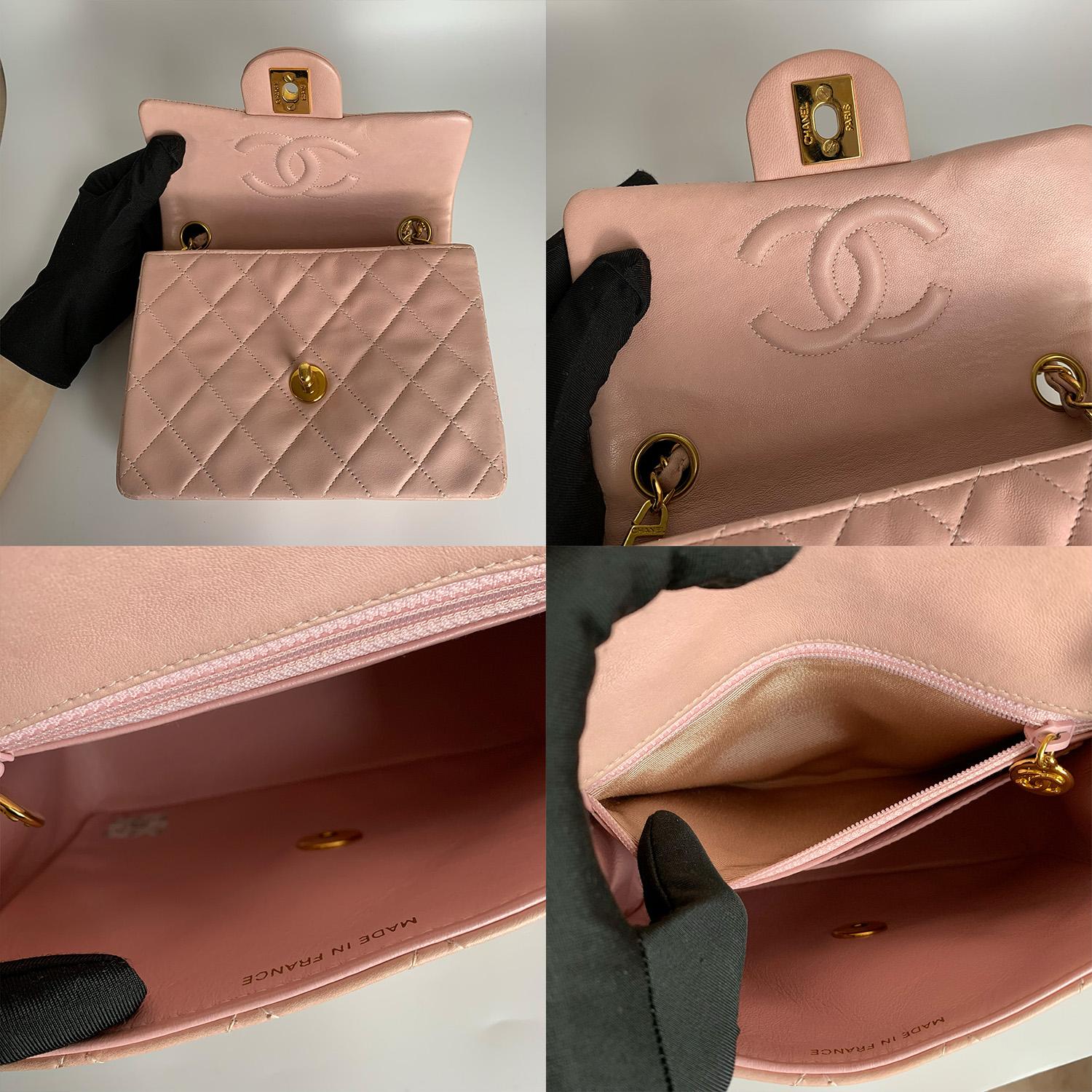 Chanel Vintage 1999 Pink Mini Square Classic Flap Bag For Sale 4