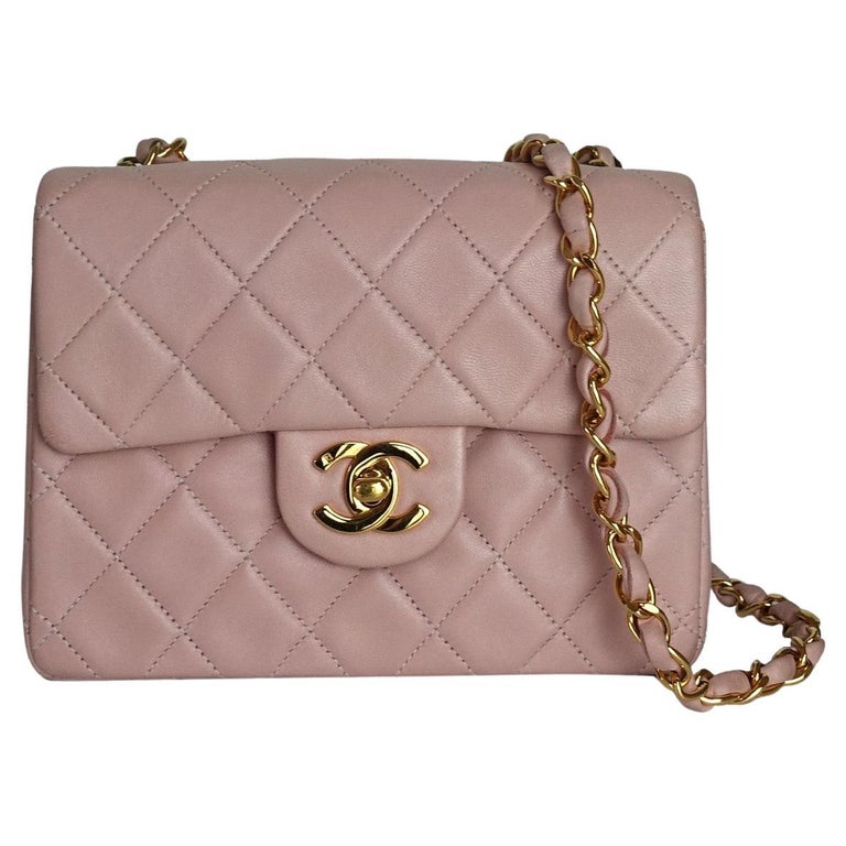 Chanel Vintage 1999 Pink Mini Square Classic Flap Bag For Sale at