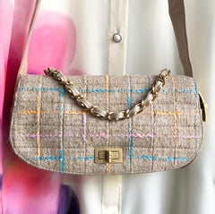 Chanel Vintage 2000 Beige Tweed Convertible 3 in 1 Crossbody Bag