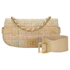 Chanel Vintage 2000 Beige Tweed Convertible 3 in 1 Crossbody Bag