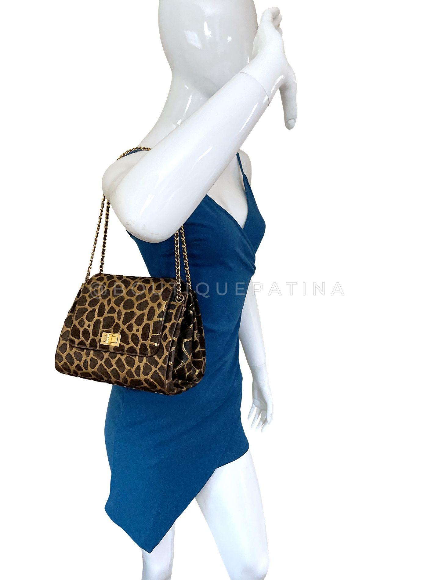 Chanel Vintage 2000 Pony Haar Medium Brown Giraffe Akkordeon Klappe Tasche GHW 68152 im Angebot 9