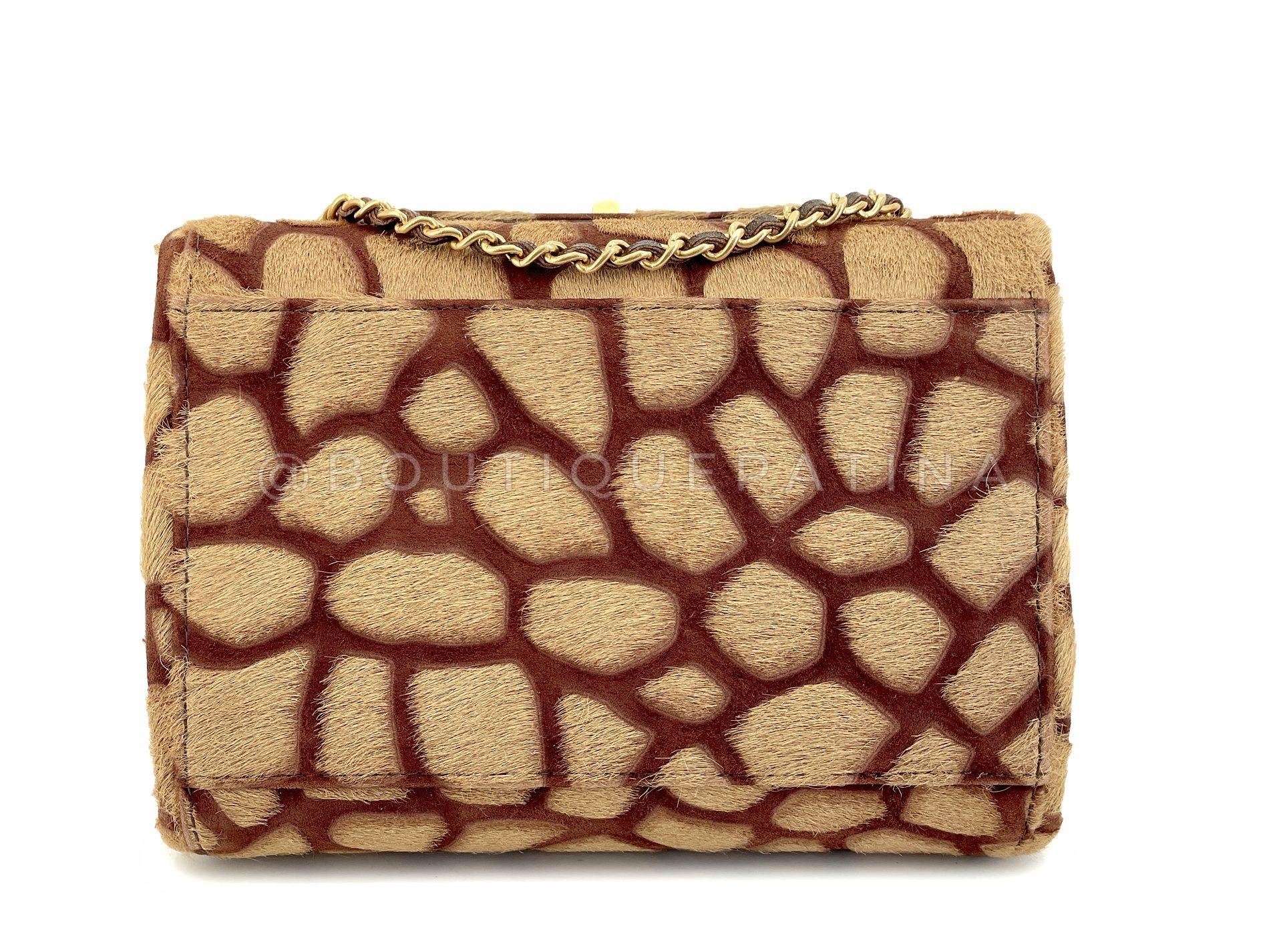 Chanel Vintage 2000 Pony Hair Small-Mini Beige Giraffe Flap Bag GHW 68209 2