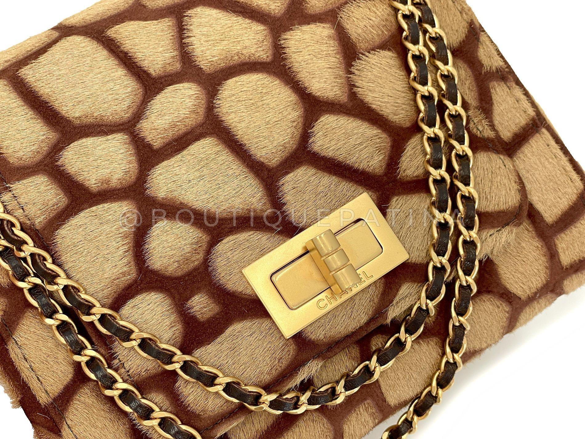 Chanel Vintage 2000 Pony Hair Small-Mini Beige Giraffe Flap Bag GHW 68209 4