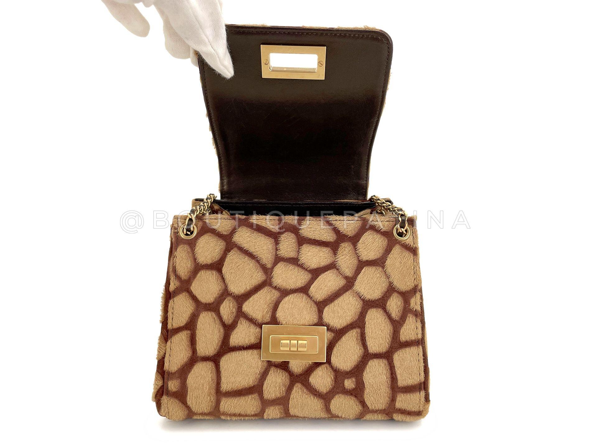Chanel Vintage 2000 Pony Hair Small-Mini Beige Giraffe Flap Bag GHW 68209 5