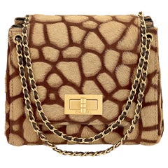 Chanel Vintage 2000 Pelo de Poni Pequeño-Mini Bolso con Solapa Jirafa Beige GHW 68209