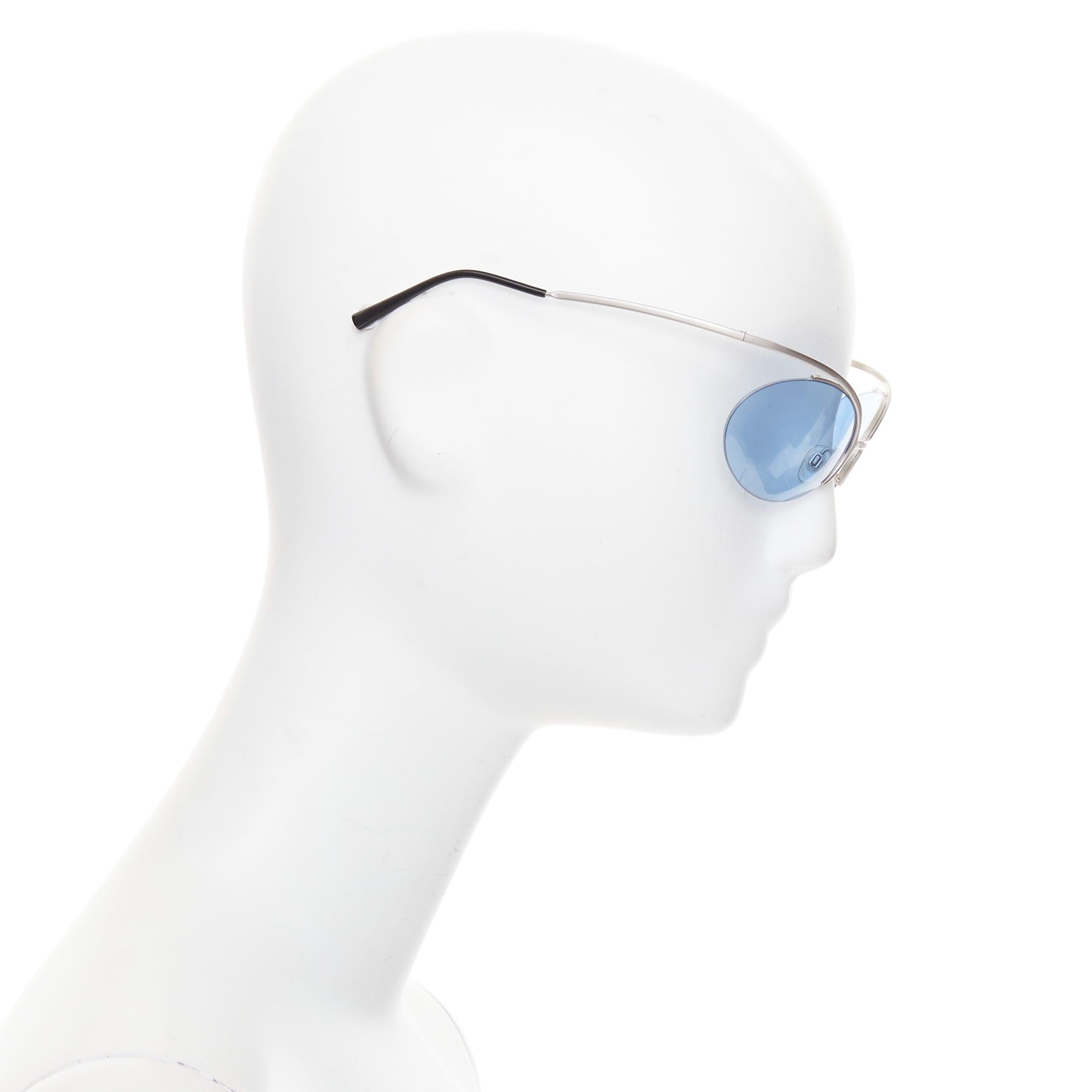 Chanel Vintage 2000 Runway argento blu metallo occhiali da sole futuristici senza montatura In condizioni discrete in vendita a Hong Kong, NT