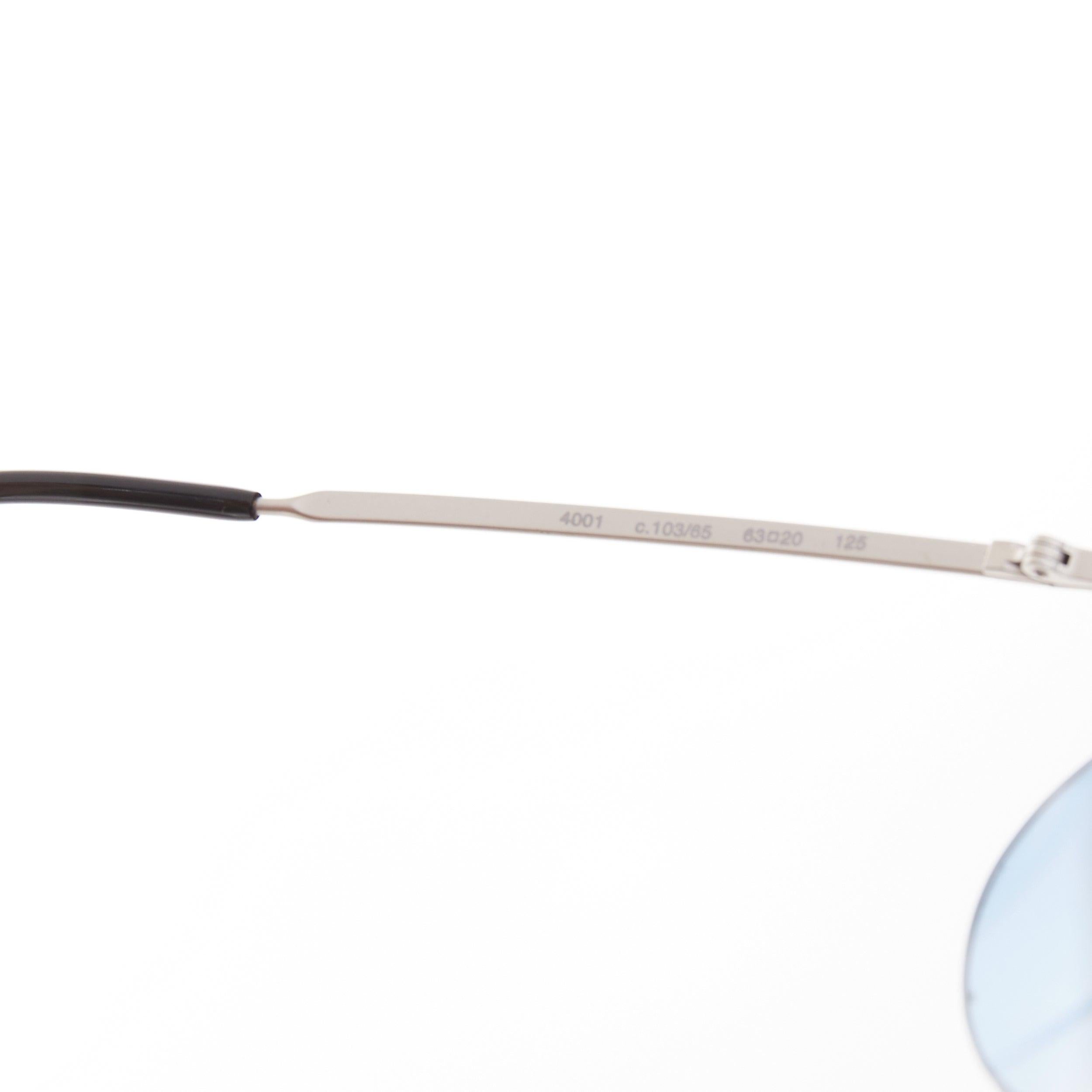 Chanel Vintage 2000 Runway argento blu metallo occhiali da sole futuristici senza montatura in vendita 3