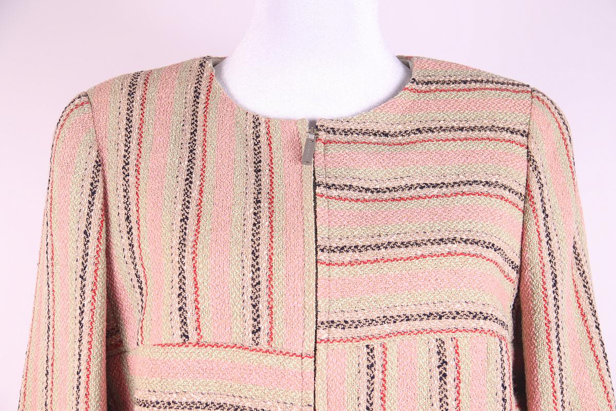 Chanel Vintage 2000 Tweed Pink Tan Jacket For Sale 7