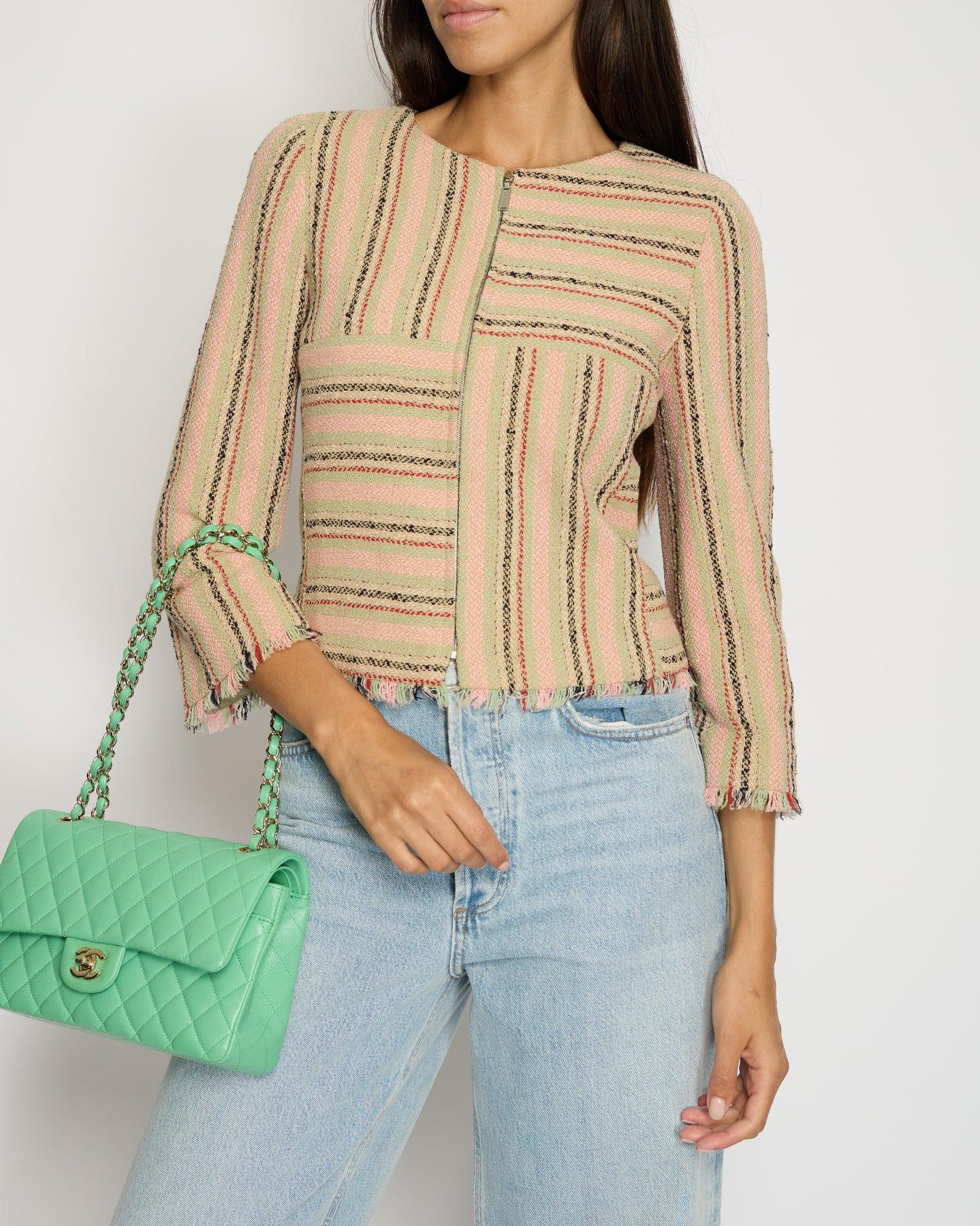 Women's Chanel Vintage 2000 Tweed Pink Tan Jacket For Sale