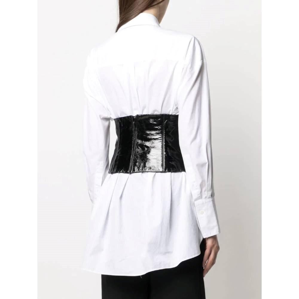 black patent leather corset