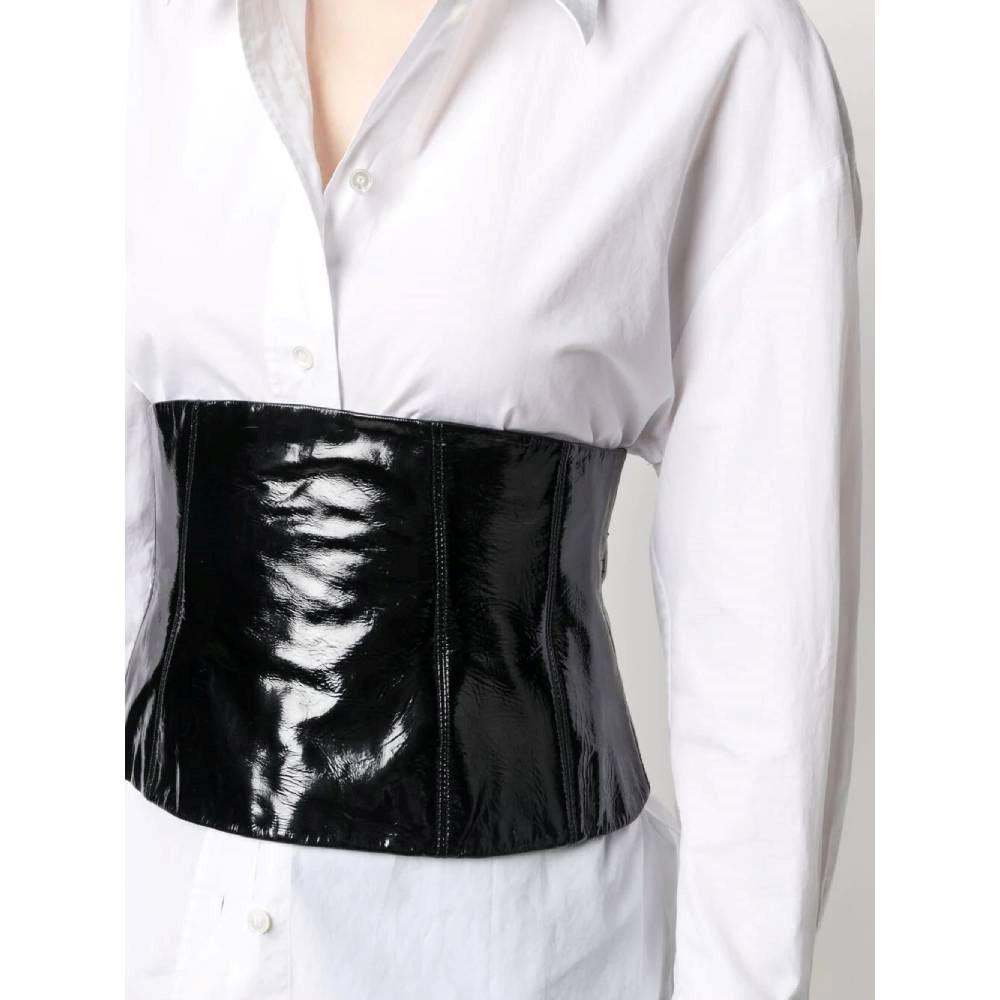 Women's Chanel Vintage 2000s black patent leather bustier top