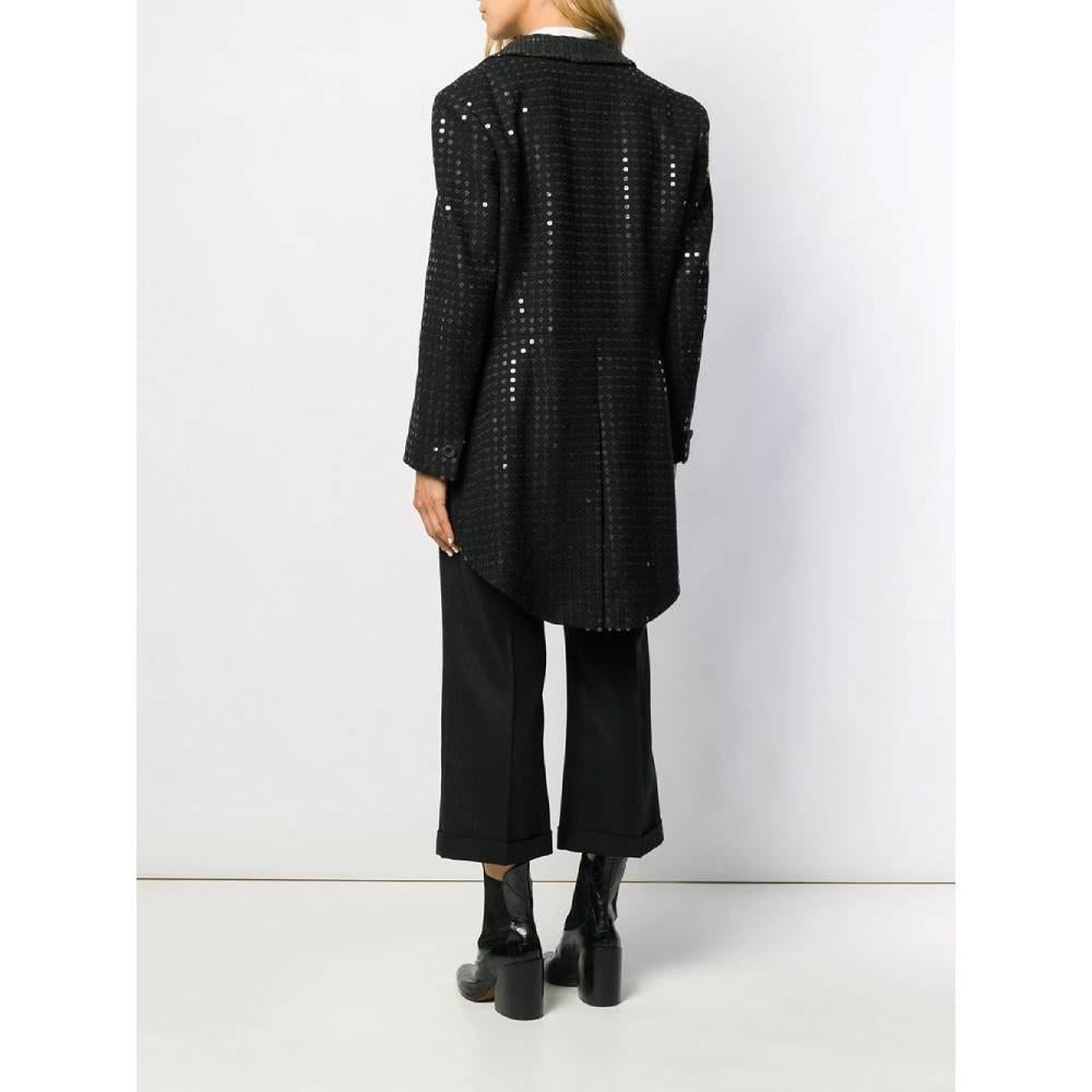 Women's Chanel Vintage 2000s black wool sequined open frock jacket