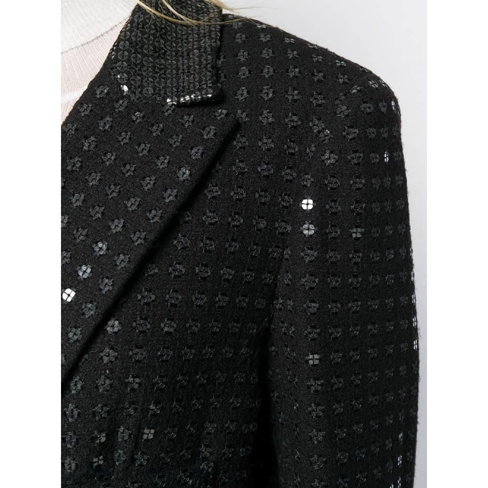 Chanel Vintage 2000s black wool sequined open frock jacket 1