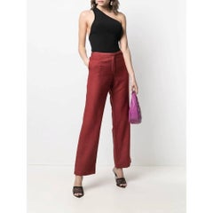 Chanel Vintage 2000s brick red overdyed wool mid-rise upcycled trousers