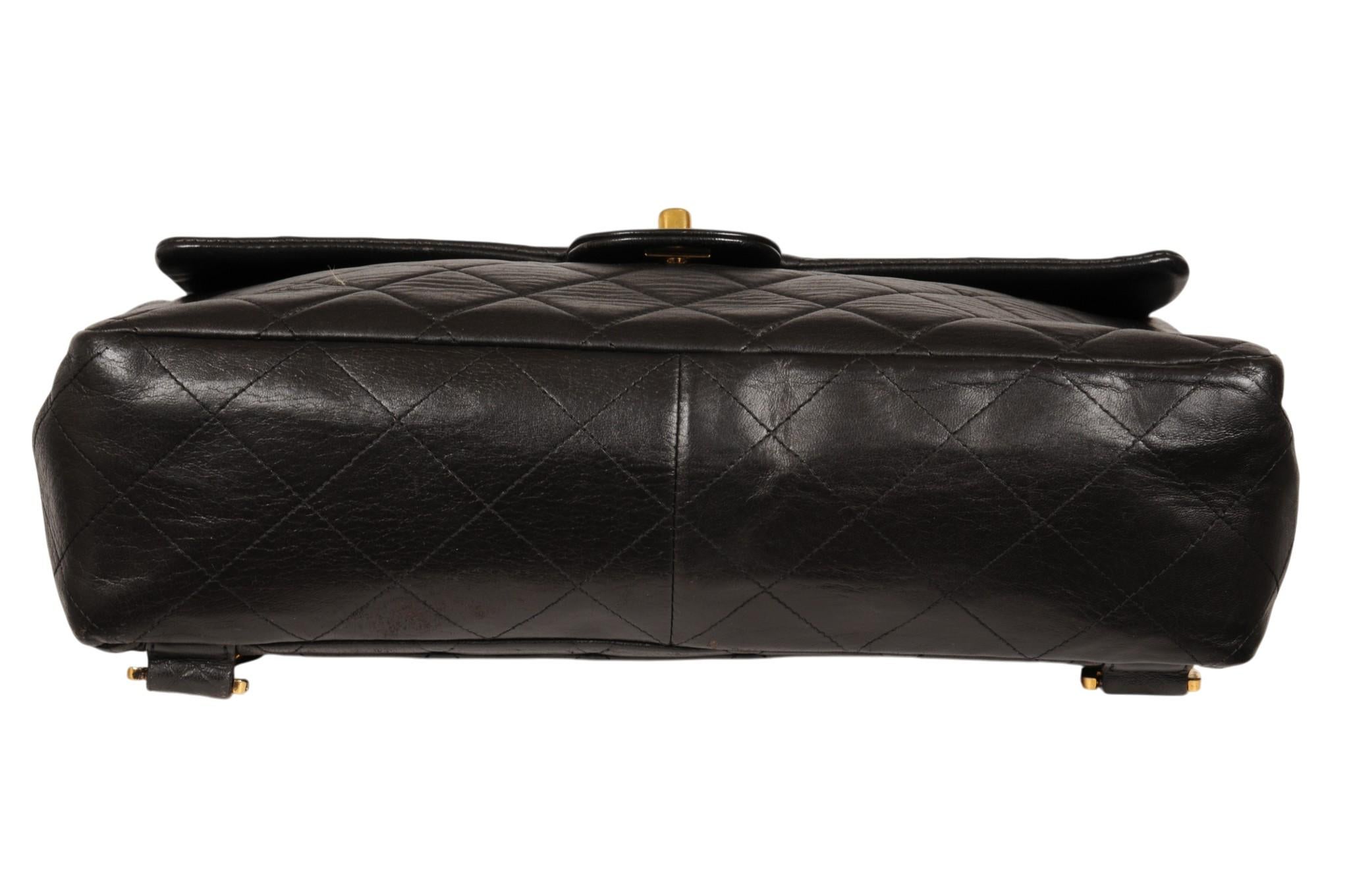 Chanel Vintage 2000s Quilted Leather Classic Backpack Black Gold