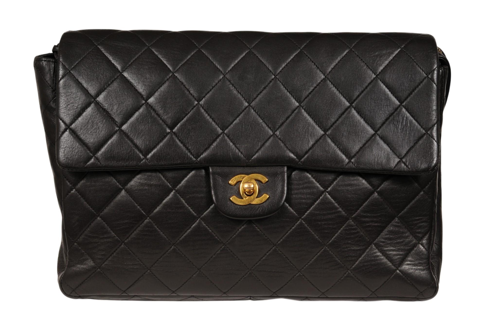 Chanel Vintage 2000s Quilted Leather Classic Backpack Black Gold