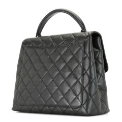 Chanel Vintage 2001 Caviar Quilted Satchel Classic Top Handle Kelly Flap Bag