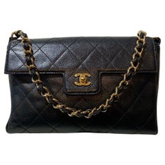 Chanel Vintage 2001 Einzelne Klappe rechteckige Ledertasche
