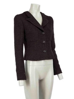 Chanel Vintage 2002 Brown Tweed Pocket Jacket Size M