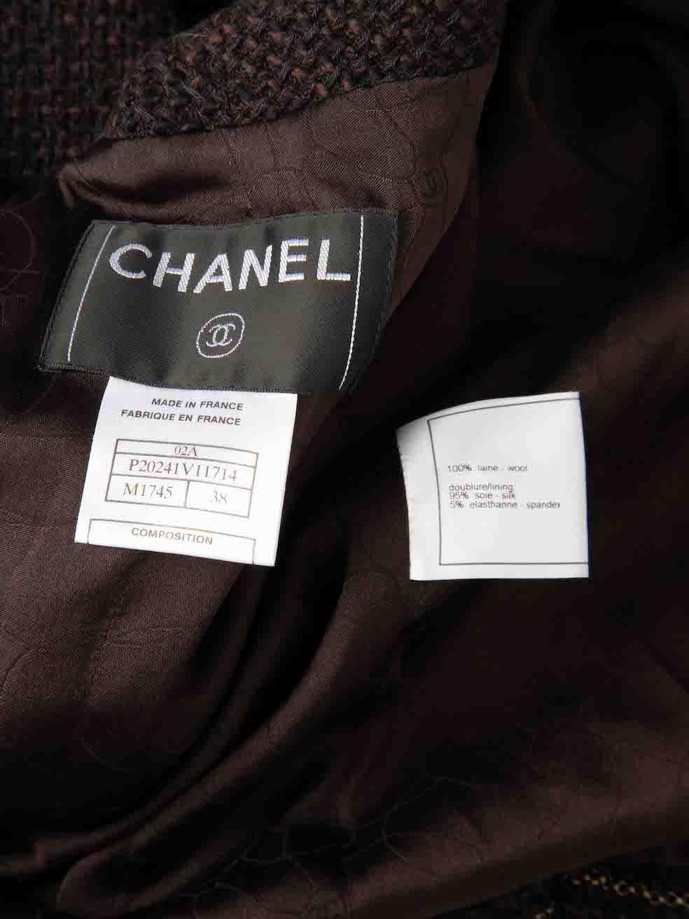 Chanel Vintage 2002 Brown Tweed Pocket Jacket Size M In Excellent Condition In London, GB