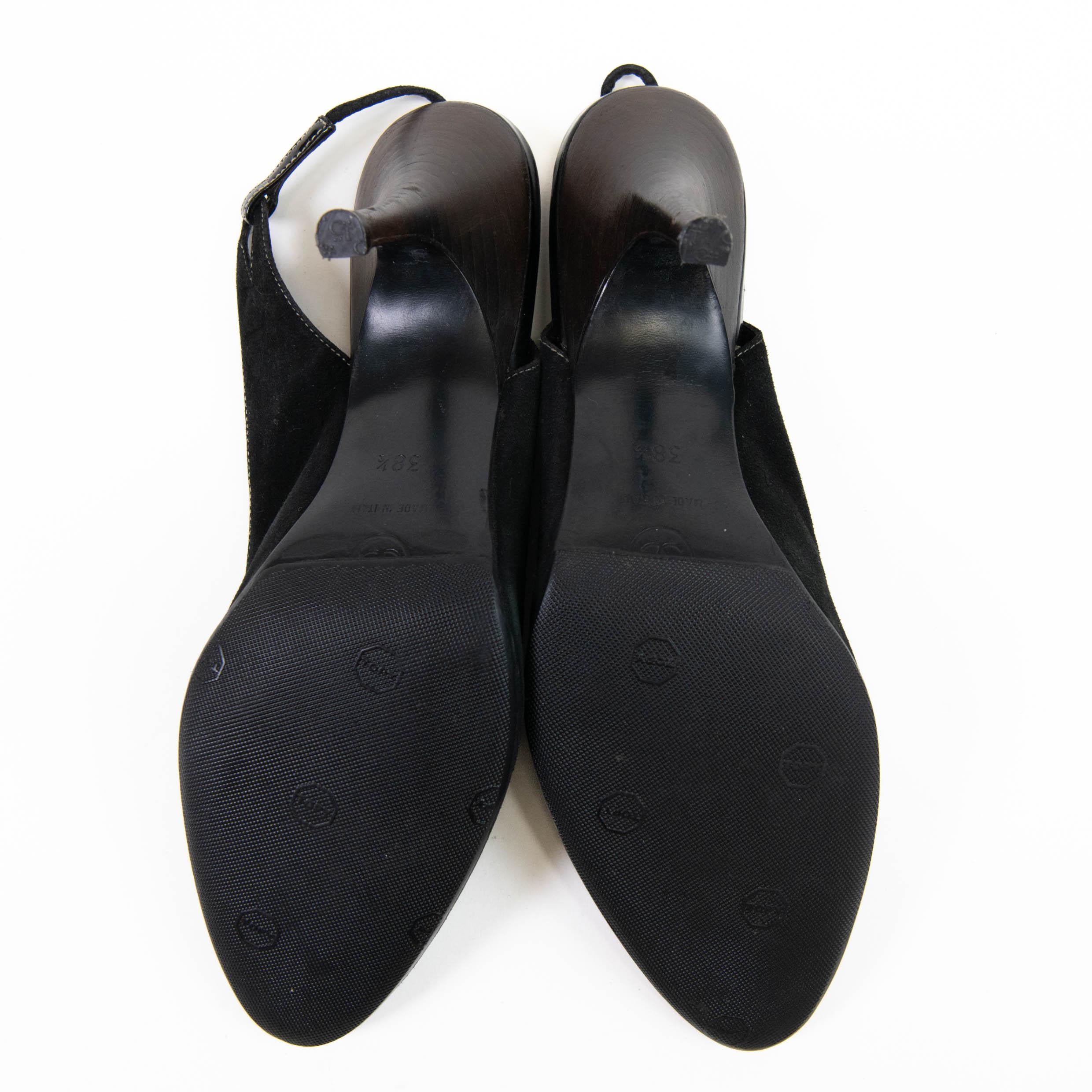 Chanel Vintage 2003 Schwarze Wildleder-Pumps mit Slingback Größe 38,5 2