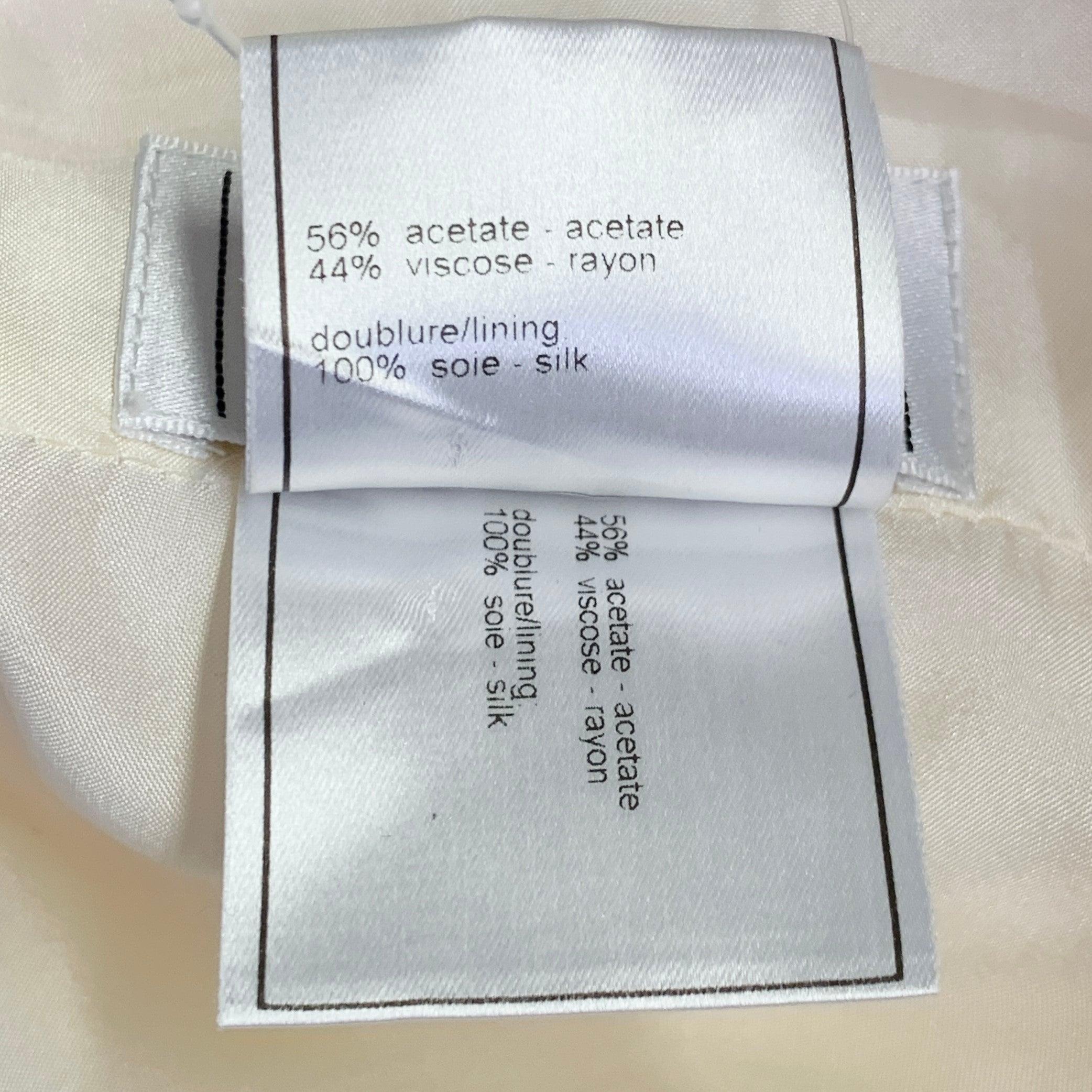 CHANEL Vintage 2003 Größe 8 Creme Acetatmischung geraffte Tulpe unterhalb des Knies Rock im Angebot 3
