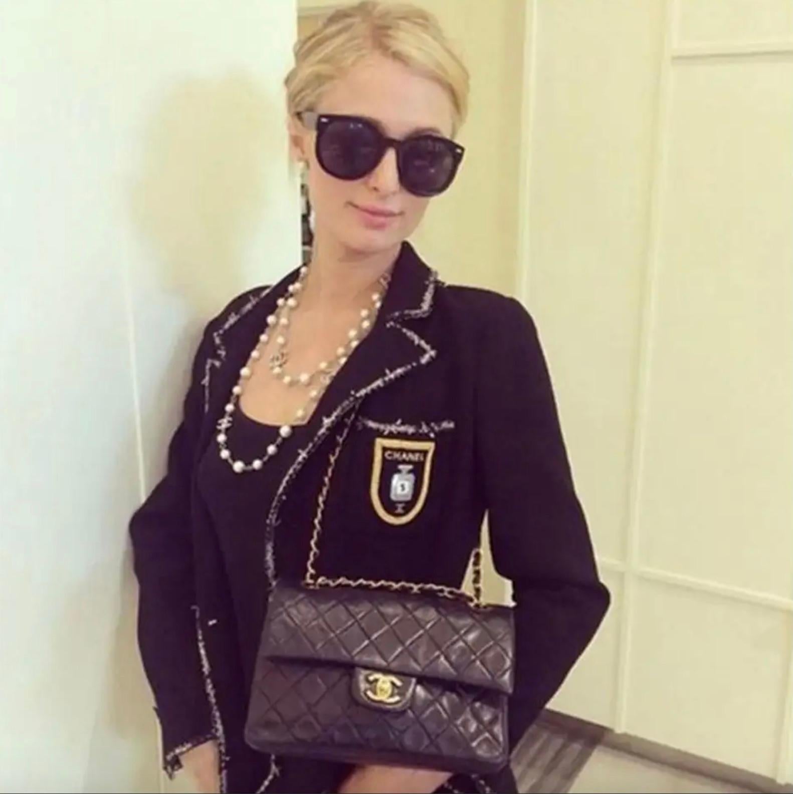 Chanel Vintage 2005 Devil Wears Prada Navy Gold Perfume Bottle Tweed 05C Jacket In Good Condition In Jersey City, NJ