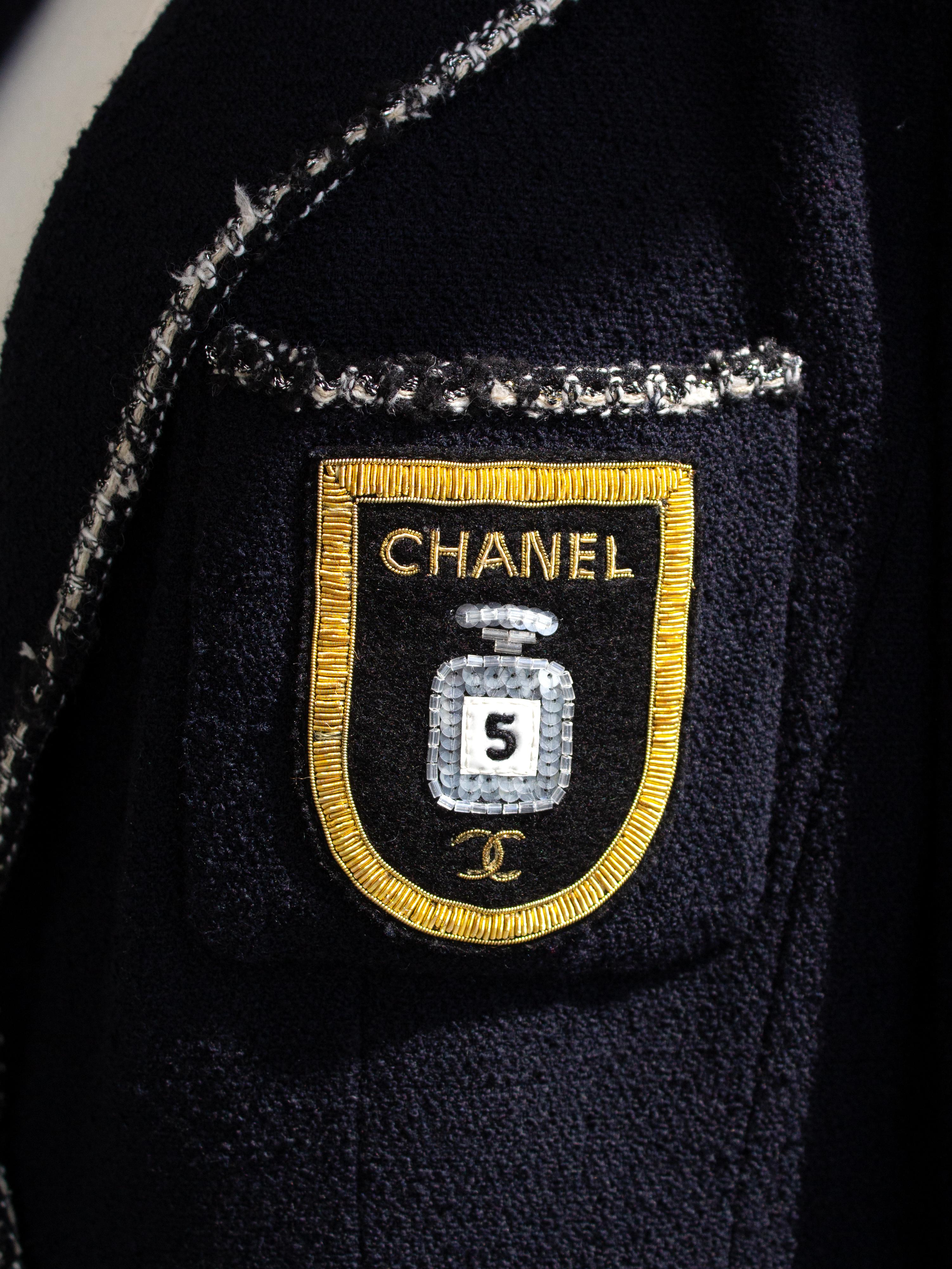 Chanel Vintage 2005 Devil Wears Prada Navy Gold Perfume Bottle Tweed 05C Jacket 2