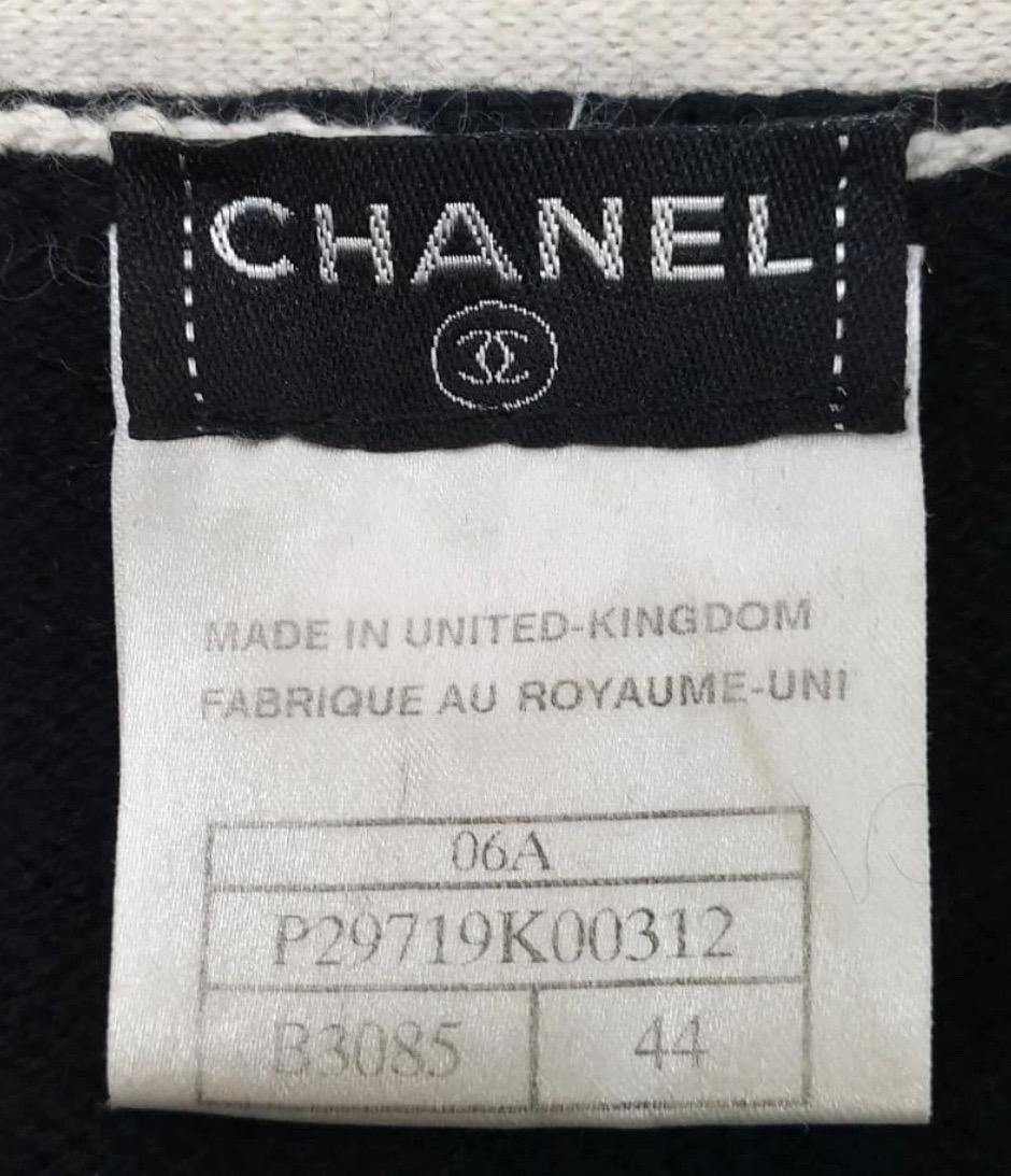 Chanel Vintage 2006 Schwarze Kaschmir-Strickjacke, Größe 44 im Angebot 1