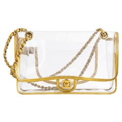 Chanel Vintage 2006 Naked PVC Transparent Gold Classic Flap Bag
