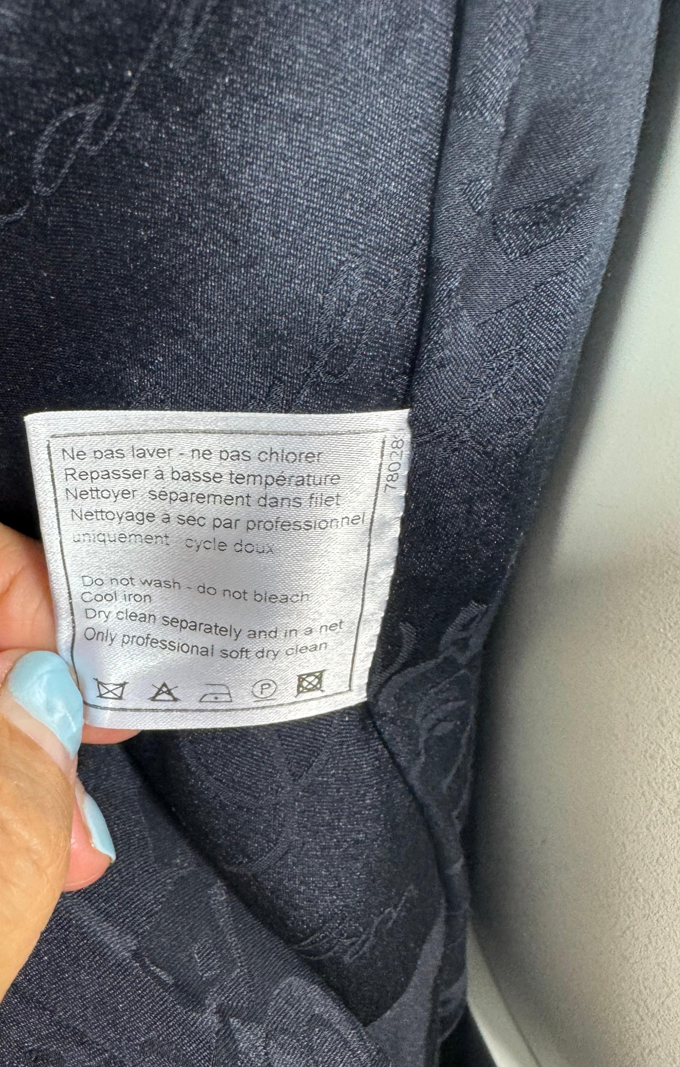 Chanel Vintage 2008 Cruise Navy Wool Shift Dress-Size 44 For Sale 6