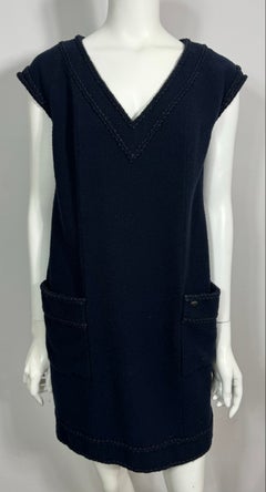 Chanel Vintage 2008 Cruise Navy Wool Shift Dress-Size 44