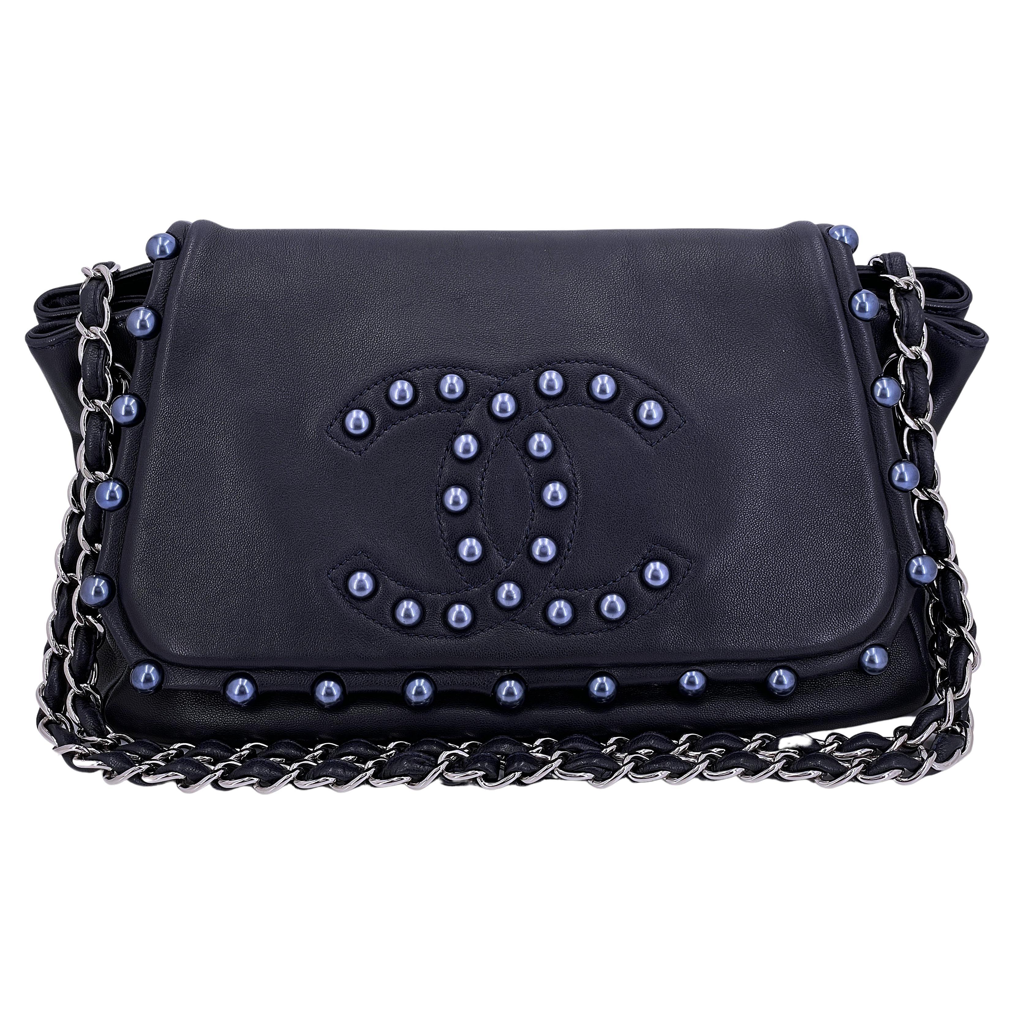 Chanel Vintage 2009 Pearl Obsession Black Jeweled Flap Bag SHW 67275 For  Sale at 1stDibs