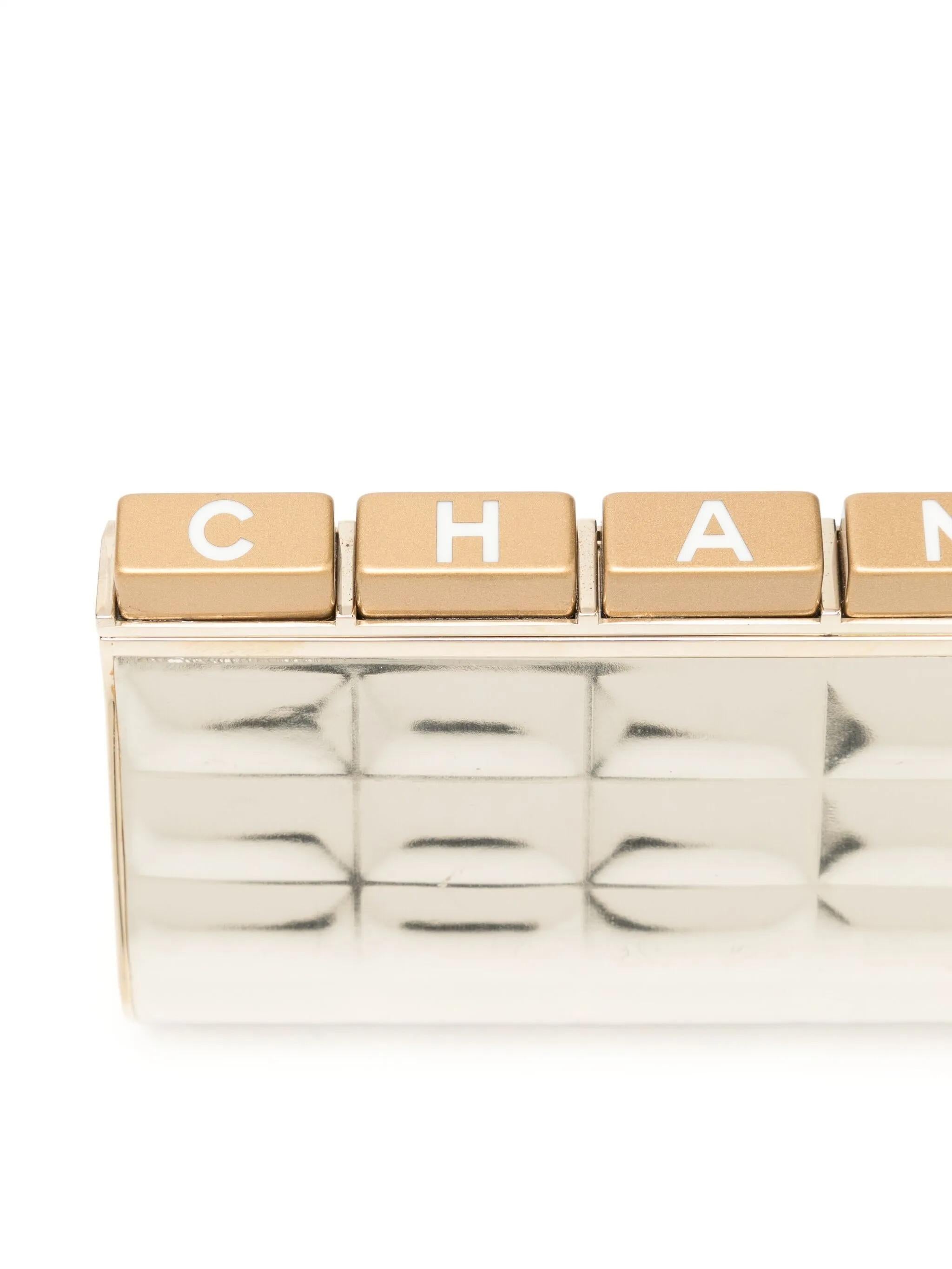 Chanel Vintage 2010 Gold Bar Keyboard Clutch Minaudière im Angebot 1