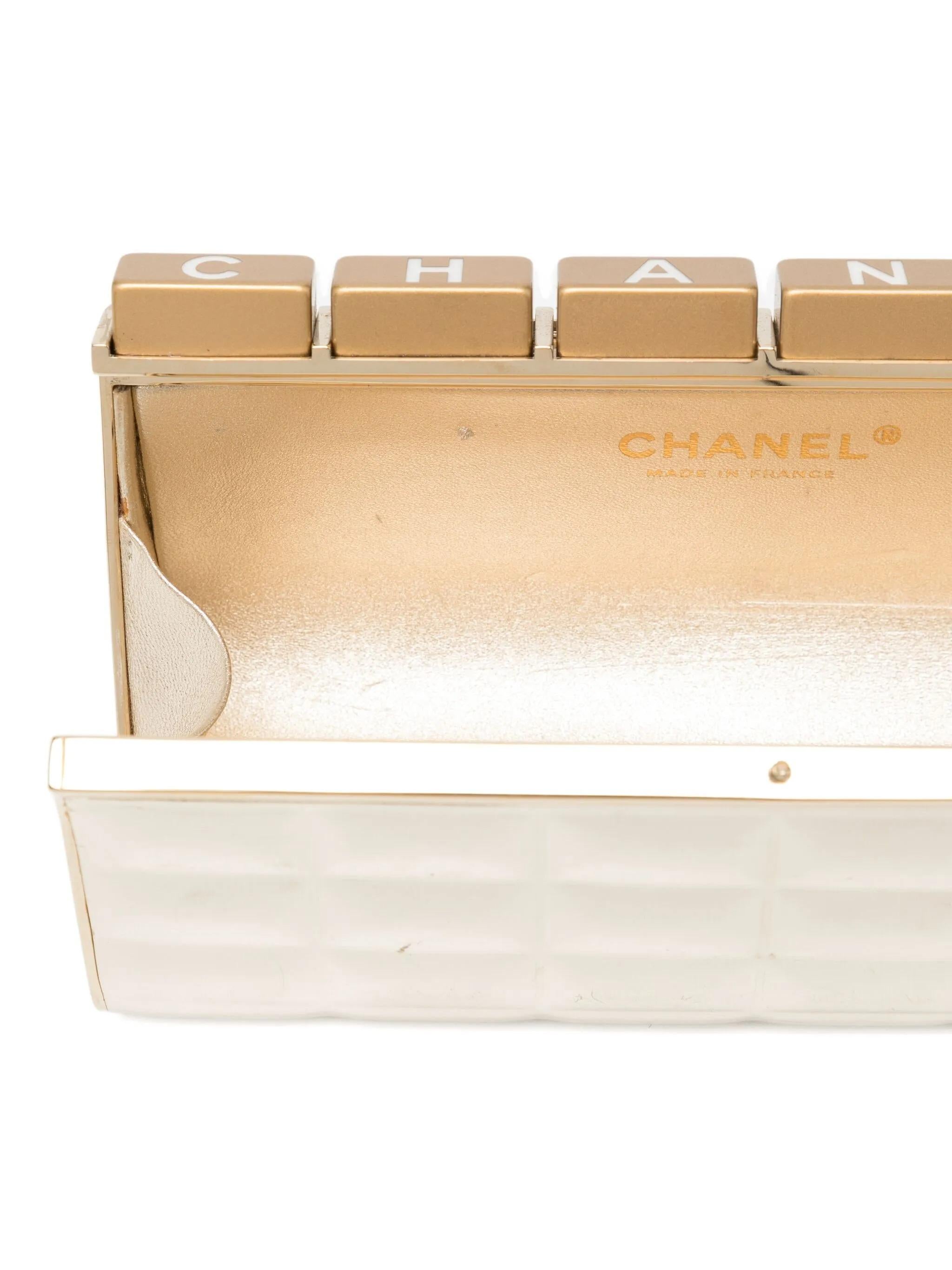 Chanel Vintage 2010 Gold Bar Keyboard Clutch Minaudière im Angebot 2