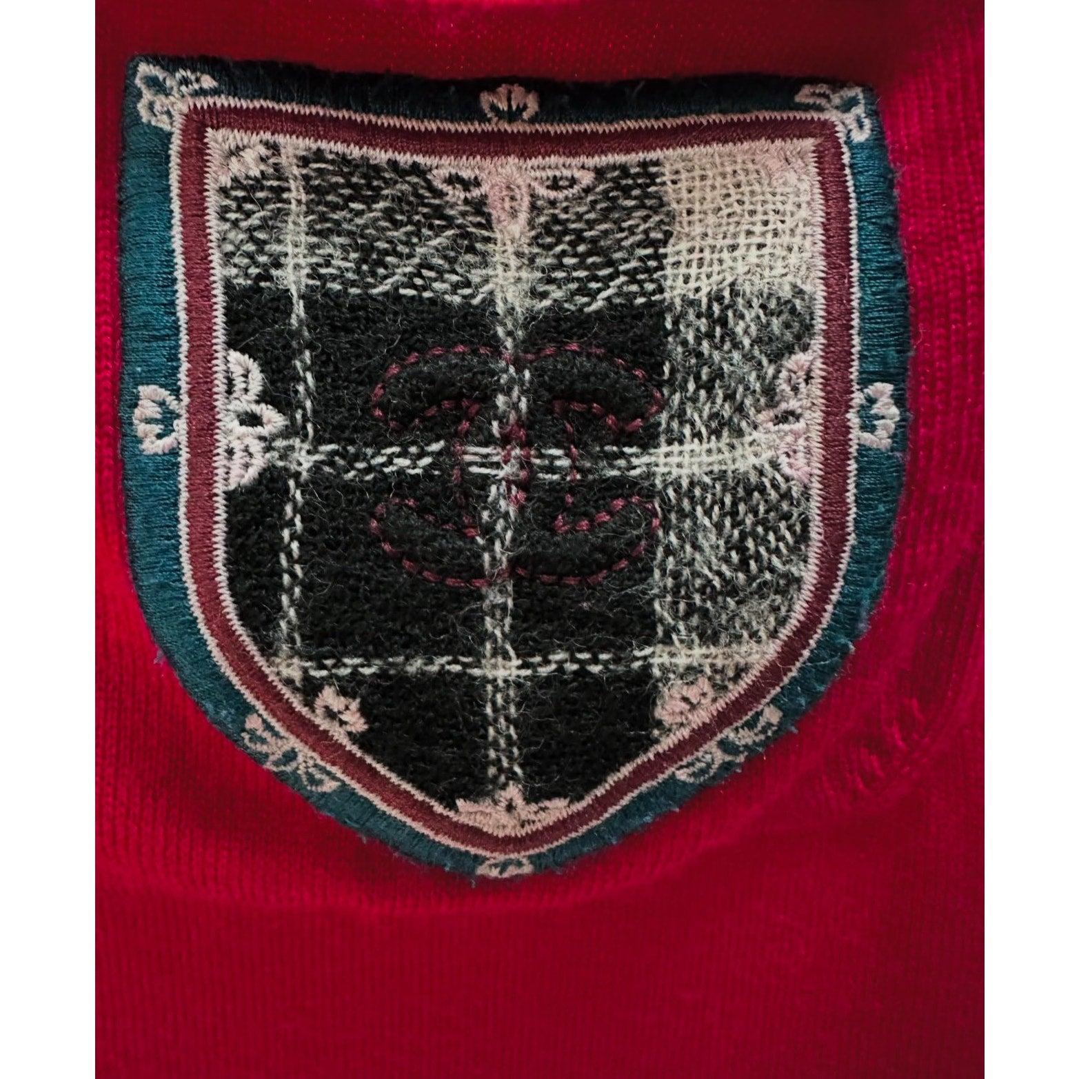 Chanel Vintage 2013 Rot Crest Patch Pullover Tunika Kleid Sz.44-46 im Zustand „Gut“ im Angebot in Krakow, PL