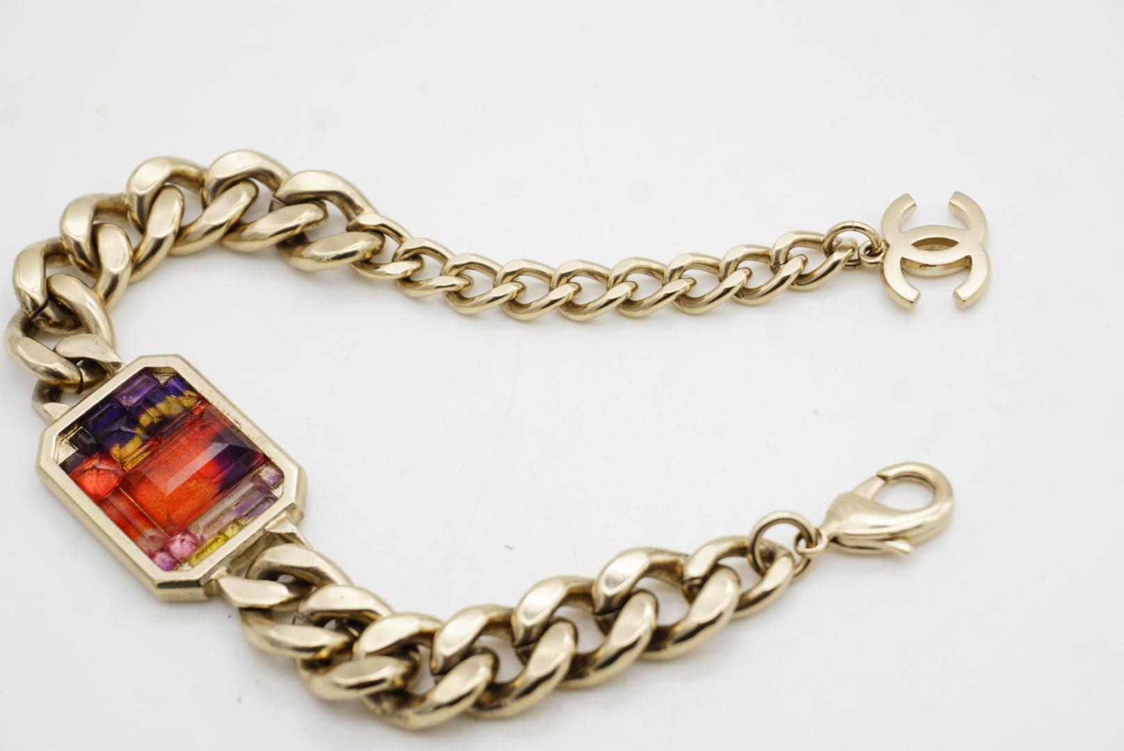 Chanel Vintage 2015 Logo CC Coco Red Mosaico Ciondolo Ottagono Omega Bracciale A Link in vendita 6