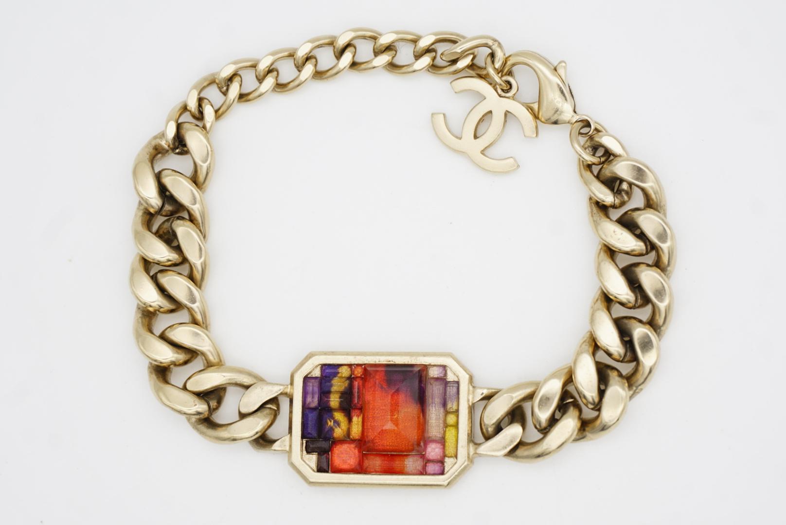 Chanel Vintage 2015 Logo CC Coco Red Mosaico Ciondolo Ottagono Omega Bracciale A Link in vendita 9