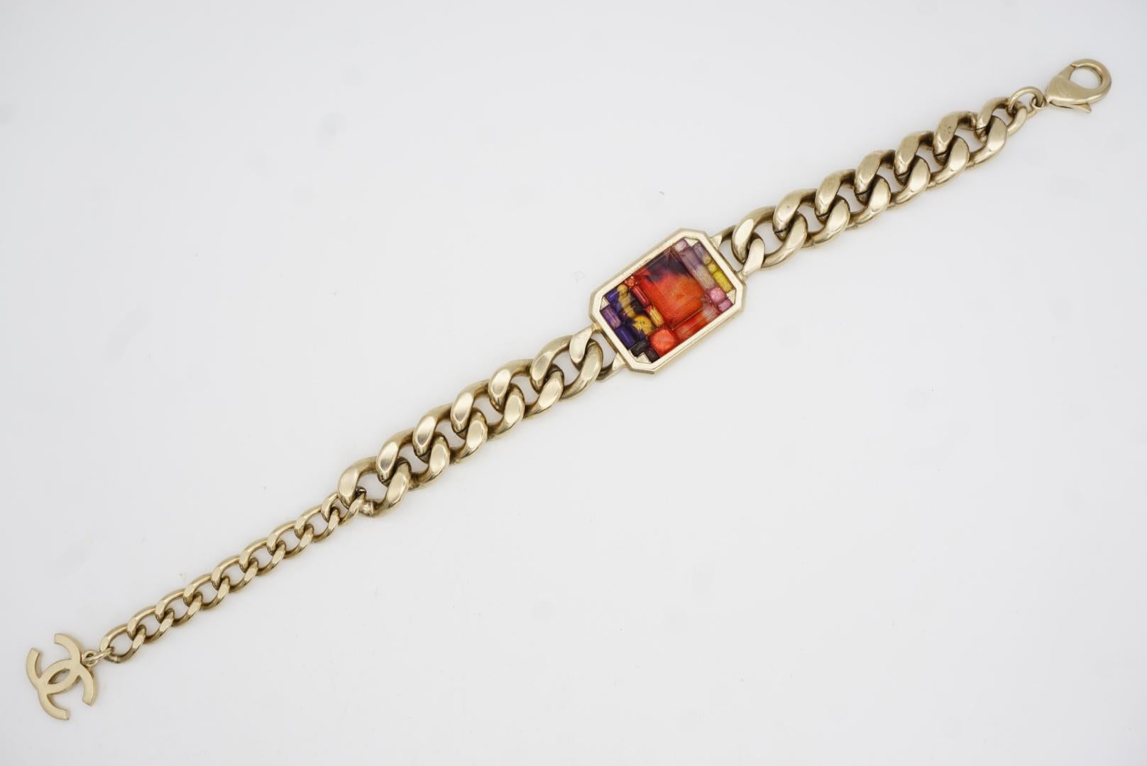 Chanel Vintage 2015 Logo CC Coco Red Mosaico Ciondolo Ottagono Omega Bracciale A Link in vendita 4