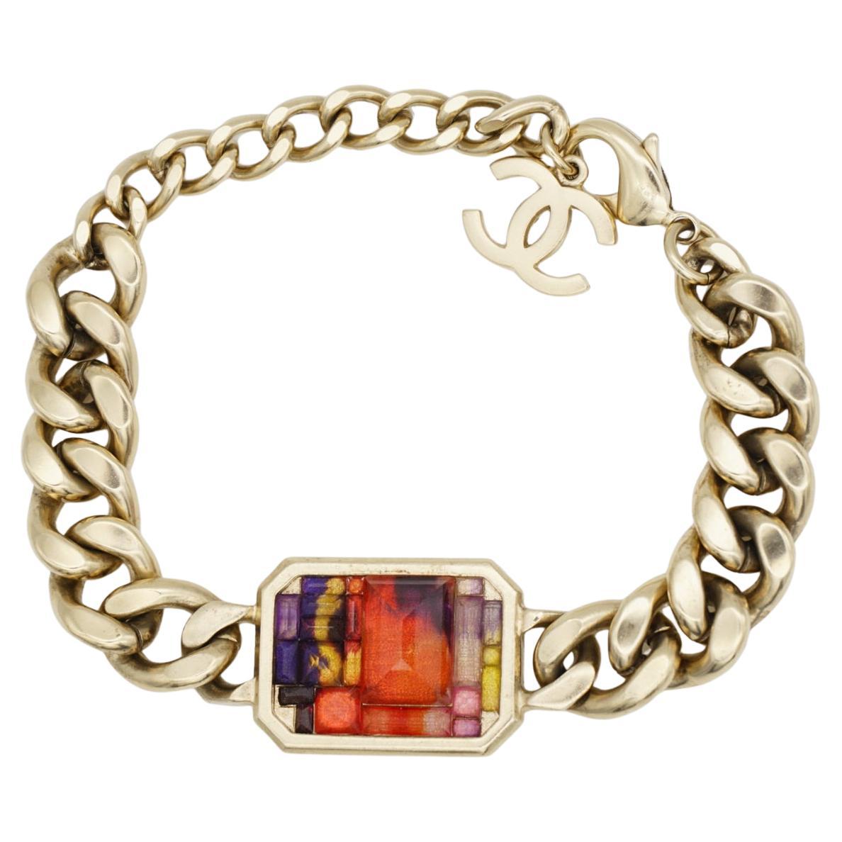 Chanel Vintage 2015 Logo CC Coco Red Mosaico Ciondolo Ottagono Omega Bracciale A Link in vendita