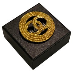 Chanel Vintage 24ct gold plated CC brooch Made in France, 1987.