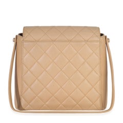 Chanel Vintage 24K Beige Quilted Caviar CC Shoulder Bag