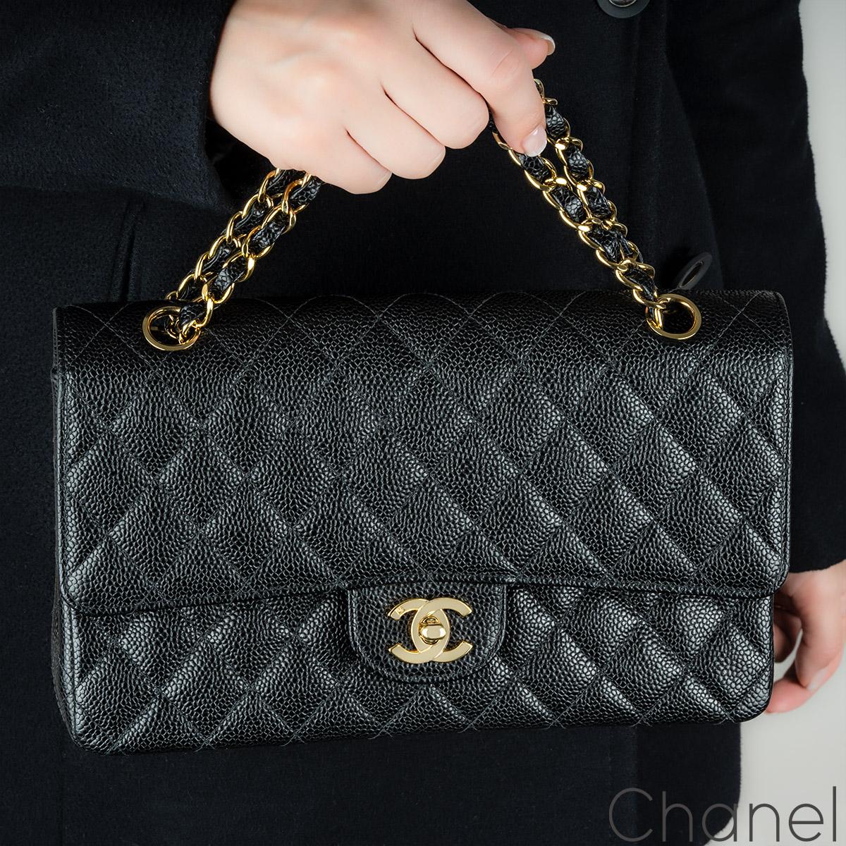 Chanel Vintage 24k Black Caviar Medium Classic Double Flap Bag 6
