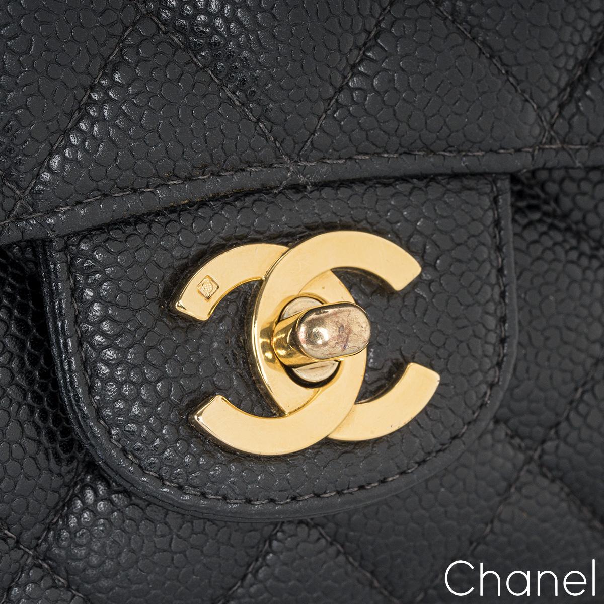 Chanel Vintage 24k Black Caviar Medium Classic Double Flap Bag 1
