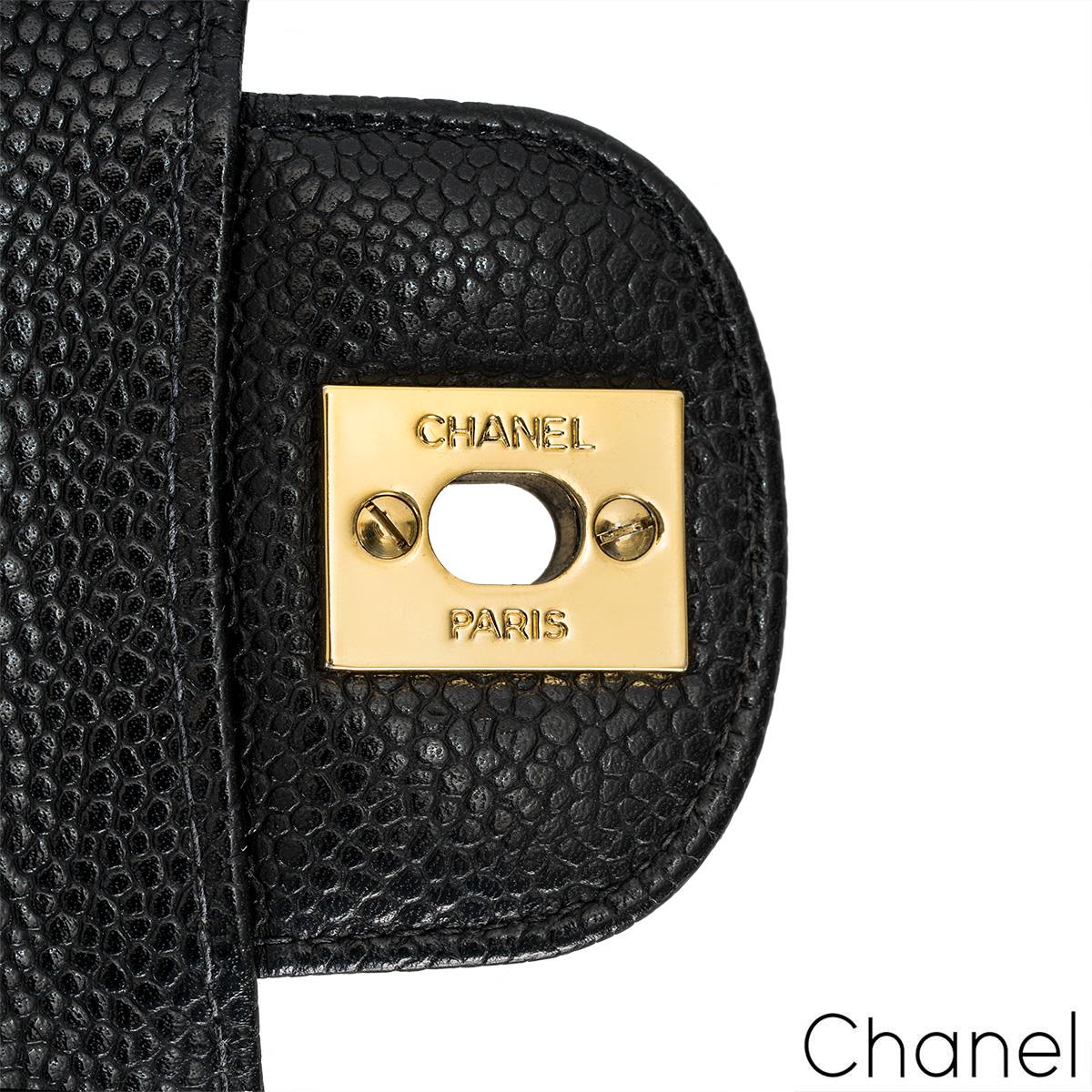 Chanel Vintage 24k Black Caviar Medium Classic Double Flap Bag 2